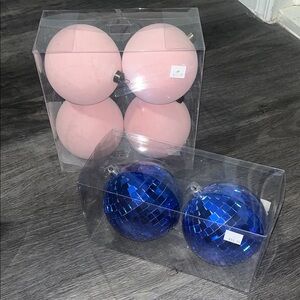 Set of Pink and Blue Holiday Ornament Balls